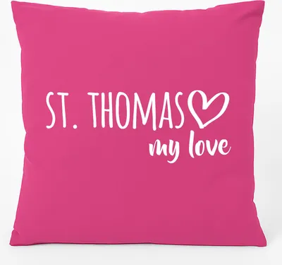 Produktbild von Huuraa Kissen St. Thomas my love 40x40cm mit Füllung Fuchsia Baumwolle Dekokissen Geschenkidee