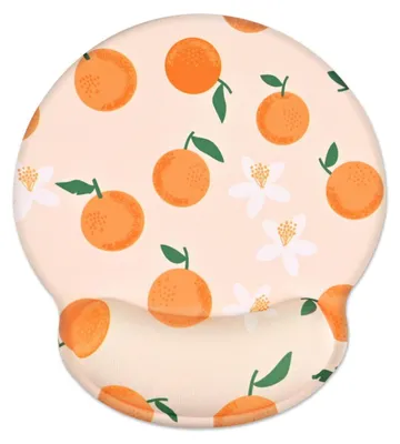 Immagine prodotto di Tappetino ergonomico per mouse con poggiapolsi, realizzato in memory foam, base in silicone antiscivolo, colore arancione, dimensioni 22,5x25x2,3 cm