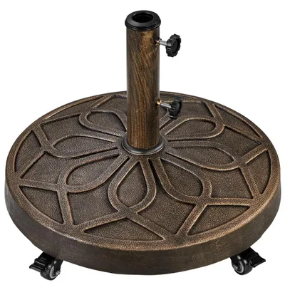 Produktbild von Yaheetech Sonnenschirmständer mit Rollen 21 kg, rollbarer Schirmständer bis 38/48 mm, Schirmhalter Balkonschirmständer, Bronze