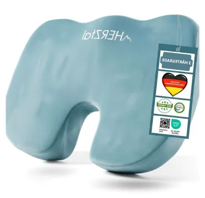 Produktbild von Ergonomisches Sitzkissen mit 3 Härtegraden – Memory Foam Steißbeinkissen zur Entlastung – Orthopädisch für Bürostuhl, Auto und Rollstuhl – inklusive Tasche, IGR  (Fest 90–130kg)