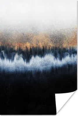 Produktbild von MuchoWow® Poster Abstrakt - Gold - Luxus - Blau 80x120 cm - Papierdruck