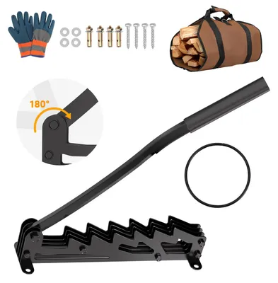 Produktbild von Eikuavons Manueller Holzspalter aus Mangan- und Gussstahl, Schwarz, wandmontiert, mit festem Hebelgriff und Zubehörset