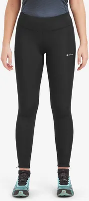 Schwarze Leggings für Damen von Montane; Modell "WOMEN"S SLIPSTREAM TRAIL TIGHTS REG LEG"; ideal für Trailrunning.