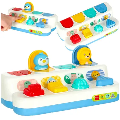 Obrázok produktu pre Montessori vzdelávacia interaktívna hra Pop-up zvieratká pre batoľatá 18m+