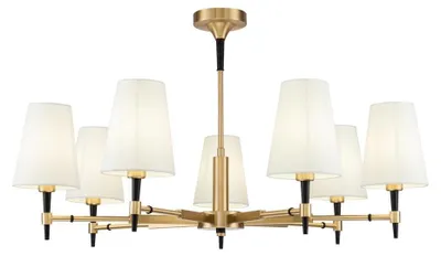 Immagine prodotto di Lampadario Contemporaneo Zaragoza Metallo Ottone 7 Luci Diffusori In Pvc Bianchi