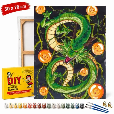Image de Tableau à peindre par numéros avec cadre « Dragon Ball Shenron », 50 x 70 cm