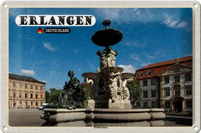 Produktbild von Blechschild Städte Erlangen Paulibrunnen Architektur 30x20cm