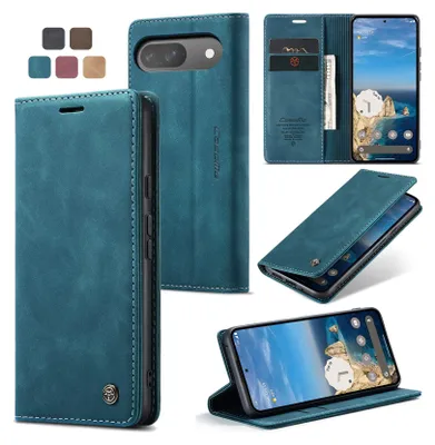 Produktbild von Caseme Handyhülle Leder Hülle Klapphülle Tasche Etui für Google Pixel 9 / 9 Pro / 10 / 10 Pro Dunkles Zyanblau