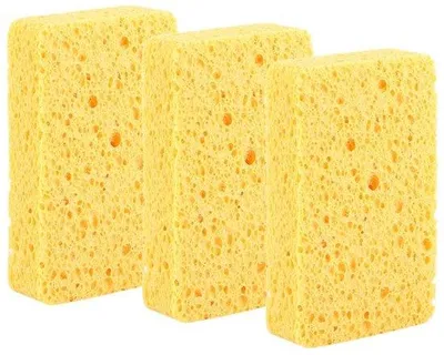 Productafbeelding van Keukenreinigingssponsjes, 3 stuks - Cellulose - Zeer reinigend - Absorbeert water - Geschikt voor vaat - Afmetingen 2,5 x 7 x 11 cm - Reinigingsspons