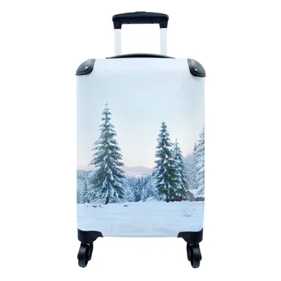 Produktbild von MuchoWow® Koffer Handgepäck Trolley Rollkoffer Kleine Reisekoffer mit 4 Rollen - Winter - Schnee - Bäume - Cabin Size < 55x40x23 cm & 55x40x20 cm - Fotokoffer - Kabinenkoffer - Boardgepäck - Reise-Box - Reisekoffer - Reisegepäck - Koffer mit Bild - Trolley für Kinder