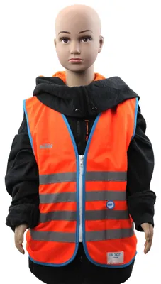 Produktbild von KTM Kinder Warnweste, Sicherheitsweste, Signalweste 'Safety Jacket Kid' in Orange mit Reißverschluss, Größe M oder L, Größe:M