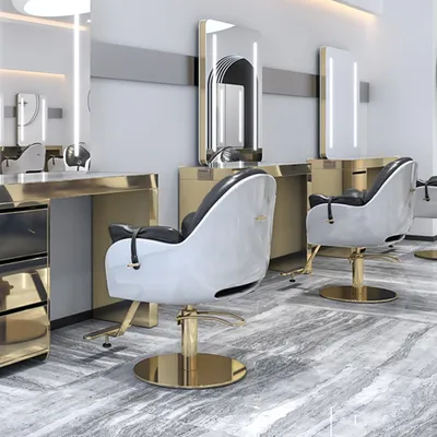 Produktbild von 360Home Friseurladen Haarsalon Schmink Friseur hocker sessel Drehstuhl Kosmetikhocker Schwarz-weiß-gold