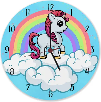 Produktbild von Einhorn mit Regenbogen Mädchen Wanduhr aus Alu