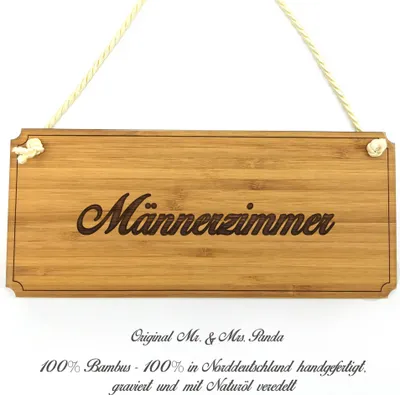 Produktbild von Mr. & Mrs. Panda Schild Männerzimmer - Geschenk, Hinweisschild, Türschild, Wegweiser, Landhaus, Geschenkidee, Graviert, Shabby, Werbeschild, Reklameschild