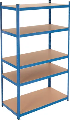 Obrázek produktu pro ECD Germany Dílenské regály pro vysoké zatížení 200x100x60 cm, modré, z práškově lakovaného kovu, s 5 policemi z MDF dřeva, nosnost až 875 kg