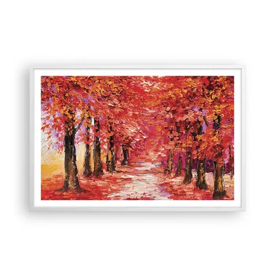 Produktbild von Gerahmtes Poster - Weißer Rahmen - Herbst Park Allee - 91,5x61 cm - Wand Bild - Wanddeko - Wandbilder - Kunstposter - Wandposter - Bilderrahmen - Bilder - Kunstdruck - Wandbild - P2WAA91x61-4292