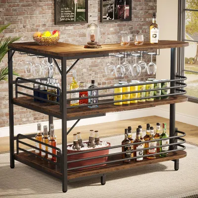Productafbeelding van Barmeubel - Bartafel - Barkast - Drankkast - Wijnkast - Industrieel Design - L-vormig