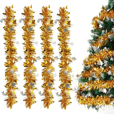 Weihnachtsgirlande gold 8 m Lametta glitzernd Dekoration