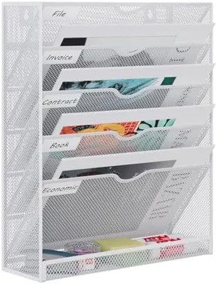 Produktbild von PromoHome® 6-Ebenen Wanddokumentenhalter mit Drahtschubladen – Platzsparendes Aufbewahrungssystem, Weiß, 40x32x10 cm