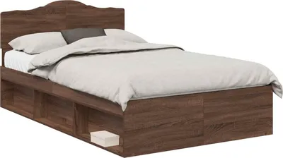 Obrázek produktu pro Rám postele s čelo Hnědý dub 120 x 190 cm Masivní borové dřevo