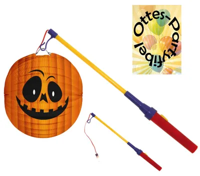 Produktbild von Laternenset LED Laternenstab Leuchtstab + Ballonlaterne Lampion Kürbis