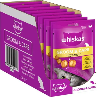 Produktbild von WHISKAS® Portionsbeutel Groom & Care mit Huhn 8 x 45g
