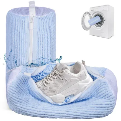 Produktbild von Schuhwaschbeutel für Waschmaschine, 2 Stück, Babyblau, mit Reißverschluss