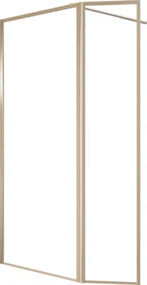 Image de Paroi de Douche avec Volet Pivotant 90+40x200 cm - Finition Or Doré Brossé - Verre 6 mm