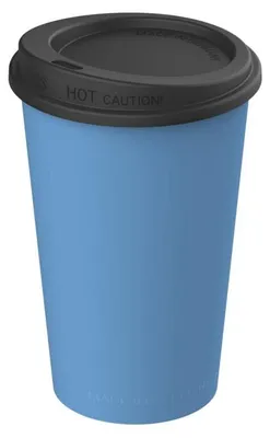 Image de Gobelet à café élégant "ToGo" 300 ml - Gobelet réutilisable avec couvercle - Savourez votre café en route - bleu/noir confortable