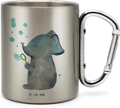 Produktbild von Mr. & Mrs. Panda Teetasse Elefant Seifenblasen - Transparent - Geschenk, Becher Aus Edelstahl, Liebe, Elefanten, Gute Laune, Teebecher, Edelstahl-Thermobecher, Heimat