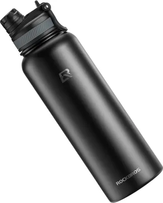 Produktbild von ROCKBROS 650ml Thermosflasche Edelstahl Trinkflasche Fahrradflasche Sportlicher Becher mit Strohhalm, schwarz