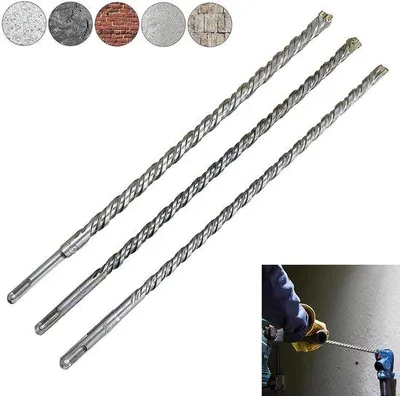 Produktbild von Allecto Premium – Bohrerset für Beton und Naturstein – 10, 12, 14 x 350 mm – Mit 4 Schneidkanten – Ideal für Ziegel und Mauerwerk