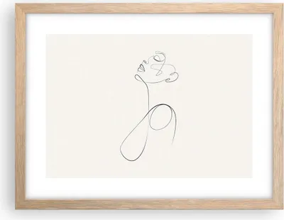 Produktbild von Gerahmtes Poster - Rahmen in heller Eiche - Linie Linie Frau - 40x30 cm - Wand Bild - Wanddeko - Wandbilder - Kunstposter - Wandposter - Bilderrahmen - Bilder - Kunstdruck - P2NAA40x30-5112