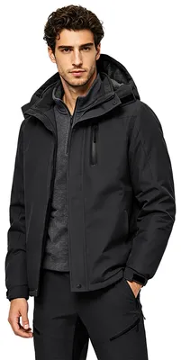 Imagen del producto de Chaqueta de invierno para hombre - Forro cálido - Impermeable y cortavientos - Capucha desmontable - Chaqueta de esquí y outdoor