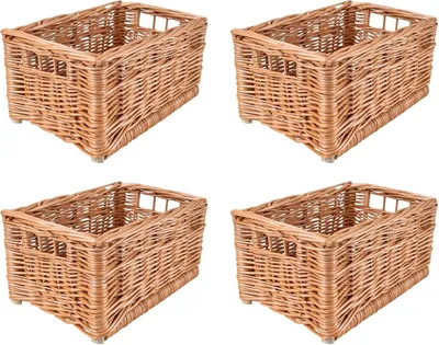 Produktbild von Creative Home 4 x Kleiner Weidenkorb Braun Aufbewahrungskorb 30x20x15 cm | Set 4 Stück Korb mit Griffen Aufbewahrung | Für Regal, Spielzeug, Bad