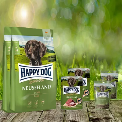 Produktbild von 2 x 12,5 kg Happy Dog Aktionspaket Sensible Neuseeland + Dosen pur und Leckerli