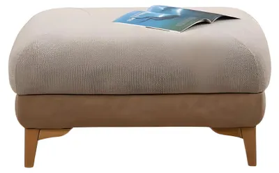 Image de Tabouret en tissu beige moderne avec structure en bois et