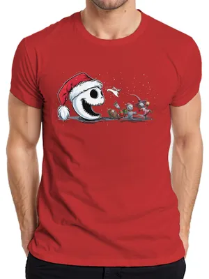 Immagine prodotto di Maglietta da uomo Jack Skellington Skeleton Santa Christmas Halloween Gift, rosso, 3XL