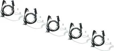 Produktbild von vhbw 5x Headset kompatibel mit Hyt / Hytera PD600, PD602, PD660, PD602G, PD605 Funkgerät mit PTT Mikrofon - transparent, schwarz, Akustikschlauch