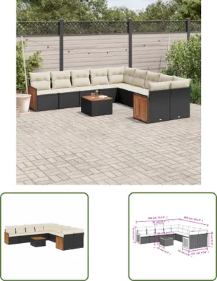 Produktbild von The Living Store 11-tlg. Garten-Sofagarnitur mit Kissen Schwarz Poly Rattan