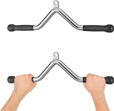 Produktbild von Gymtek® Latzugstange, Latzuggriff, Trizeps Griff, Bizeps Zugstange - bis 150 kg, 56 cm lang - Stahl + Gummi - für Fitnessstudio, Home Gym, Kraftstation