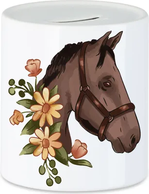 Produktbild von Pferd Spardose Pferde Hengst Stute Hobbie Freiheit Pferdeflüsterer Pferdeliebhaber Reiten Blumen Pony