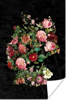 Produktbild von MuchoWow® Poster Karte - Deutschland - Blumen 80x120 cm - Papierdruck