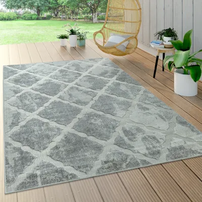 Produktbild von In- & Outdoor Teppich, Terrasse u. Balkon, Wetterfest Modern Geometrische Muster Grösse 120x170 cm