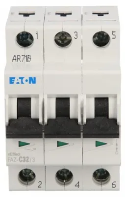 Productafbeelding van EATON LS-schakelaar, 32A, 3-polig, type FAZ-C32/3, C-karakteristiek, artikelnummer 278876