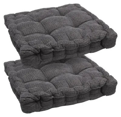 Sitzkissen 40x40 cm, 2er-Set, dunkelgrau, für Gartenstuhl & Bank