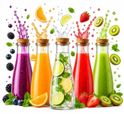 Immagine prodotto di 5 bottiglie di vetro da 350 ml, ideali per succhi, alcolici, olio, acqua, perfette come regalo