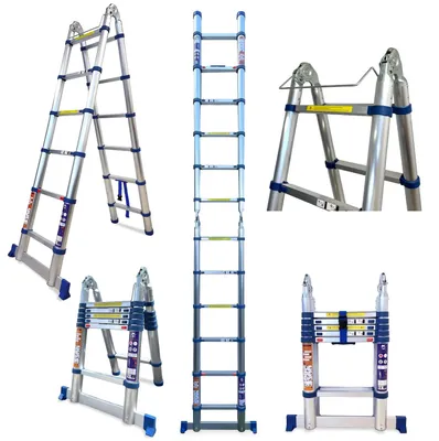 Teleskopleiter 2-in-1, Aluminium, 380 cm, bis 150 kg, EN131