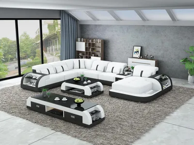 Produktbild von Ledersofa Design Eckgarnitur Ecksofa Luxus Wohnlandschaft led sofa couch Polster