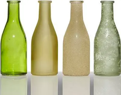 Produktbild von INNA-Glas Set 4X Deko Flaschen ANYA, Zylinder - Rund, grün-gelb, 26.5x6x18cm - Einzelblumenvase